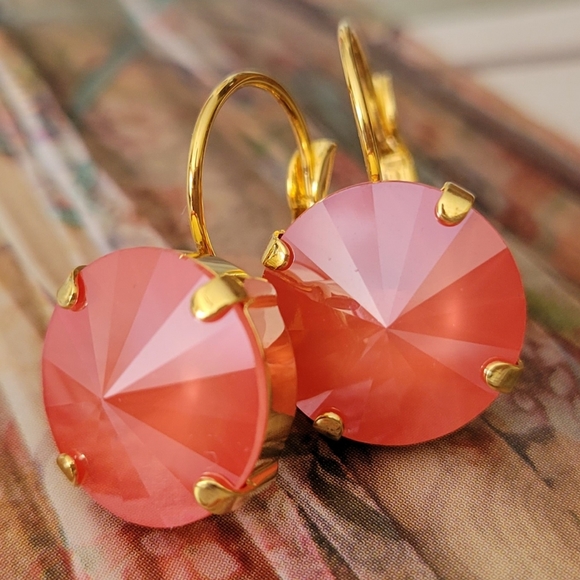 Austrian Crystal Earrings in Gold - Picture 4 of 10